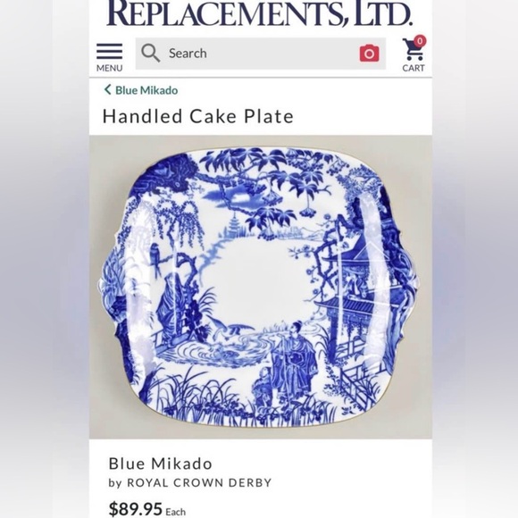 Crown Royal Derby, Blue Mikado, square cake plate - Picture 7 of 7